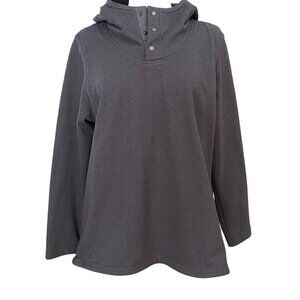 The North Face Crescent Hooded Pullover Sweater Fleece Gray Snap Neck Outdoor-XL